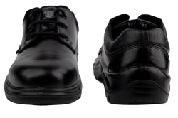 KARAM FS05 Black Leather Safety Shoes for Men | Single Density with Steel Toe | Antistatic, Antislip, Oil & Heat Resistant