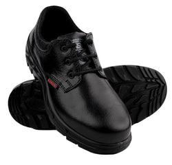 KARAM FS05 Black Leather Safety Shoes for Men | Single Density with Steel Toe | Antistatic, Antislip, Oil & Heat Resistant