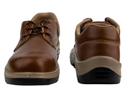 Karam FS61 Brown Leather Safety Shoes for Men | Double Density with Fiber Toe | Antistatic, Antislip, Oil & Heat Resistant