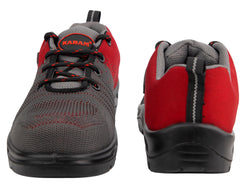 Karam Flytex FS213 Safety Shoes for Men | Sporty Design, Lightweight with Single Density | Antistatic, Antislip, Oil & Heat Resistant with Fiber Toe | Grey & Red