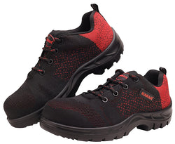KARAM Flytex FS215 Safety Shoe | ISI Marked, Excellent Grip, Comfort & Slip Resistance | Sporty Design, Lightweight & Single Density with Fibre Toe | Red & Black | FS215FN(FWSAMN)