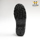 HILLSON Apache Grain Leather ISI & CE Certified Protective Safety Footwear with 200J Toe Cap (Steel Toe,) Black