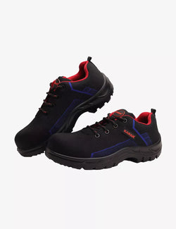 Karam Flytex FS204 Safety Shoes for Men | Sporty Design, Lightweight with Single Density | Antistatic, Antislip, Oil & Heat Resistant with Fiber Toe | Black & Blue