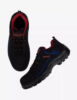 Karam Flytex FS204 Safety Shoes for Men | Sporty Design, Lightweight with Single Density | Antistatic, Antislip, Oil & Heat Resistant with Fiber Toe | Black & Blue